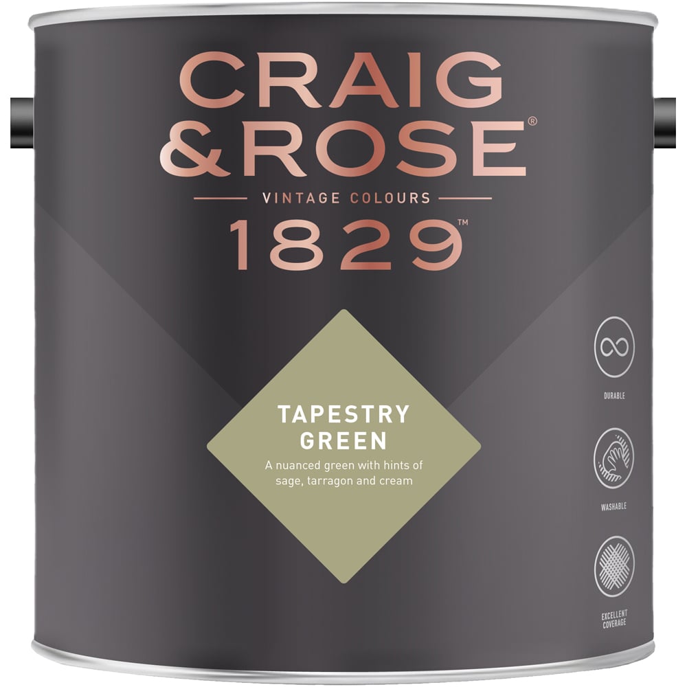 Craig & Rose Kitchen and Bathroom Tapestry Green Eggshell Paint 750ml Image 2