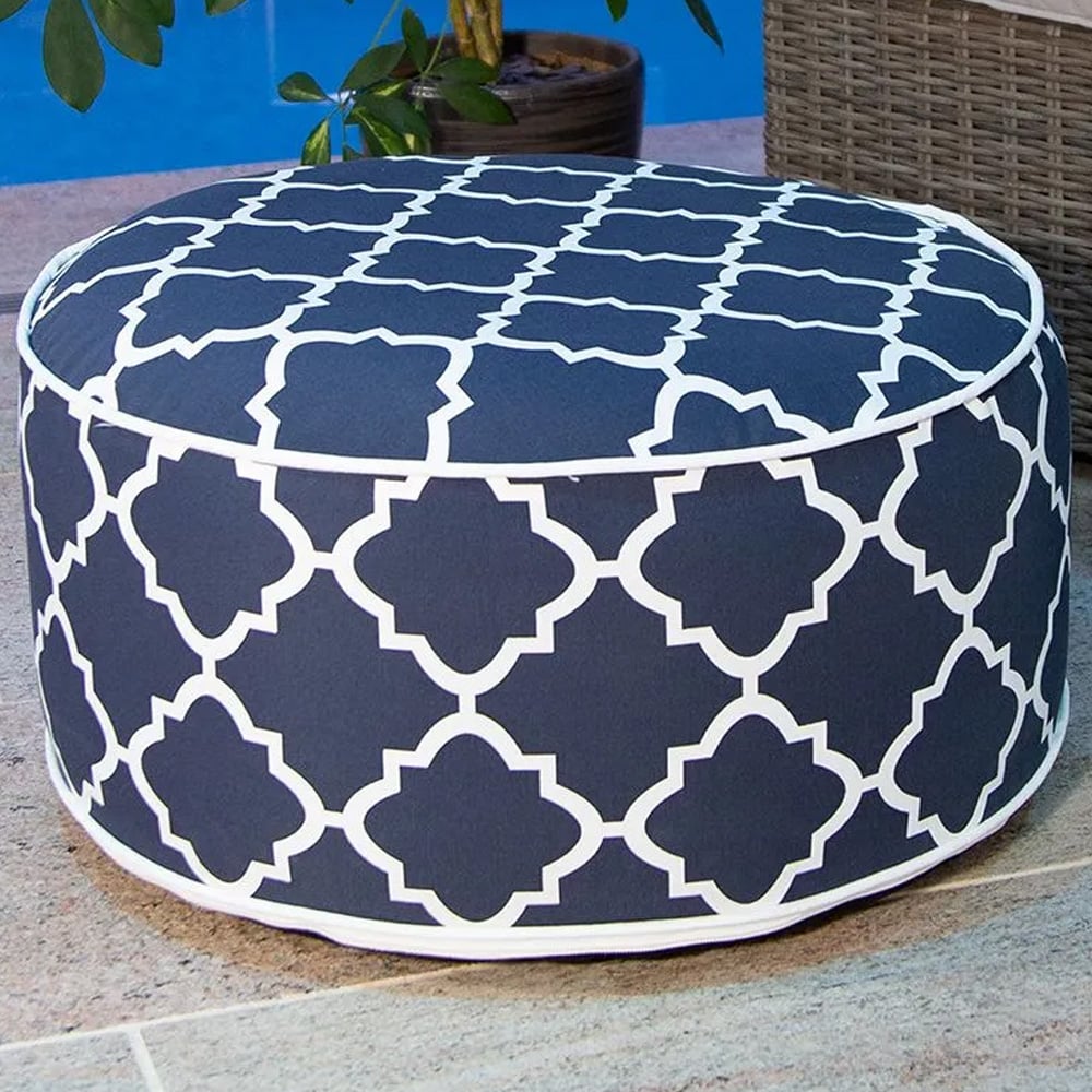 Charles Bentley Outdoor Inflatable Foot Stool Navy Blue Image 1