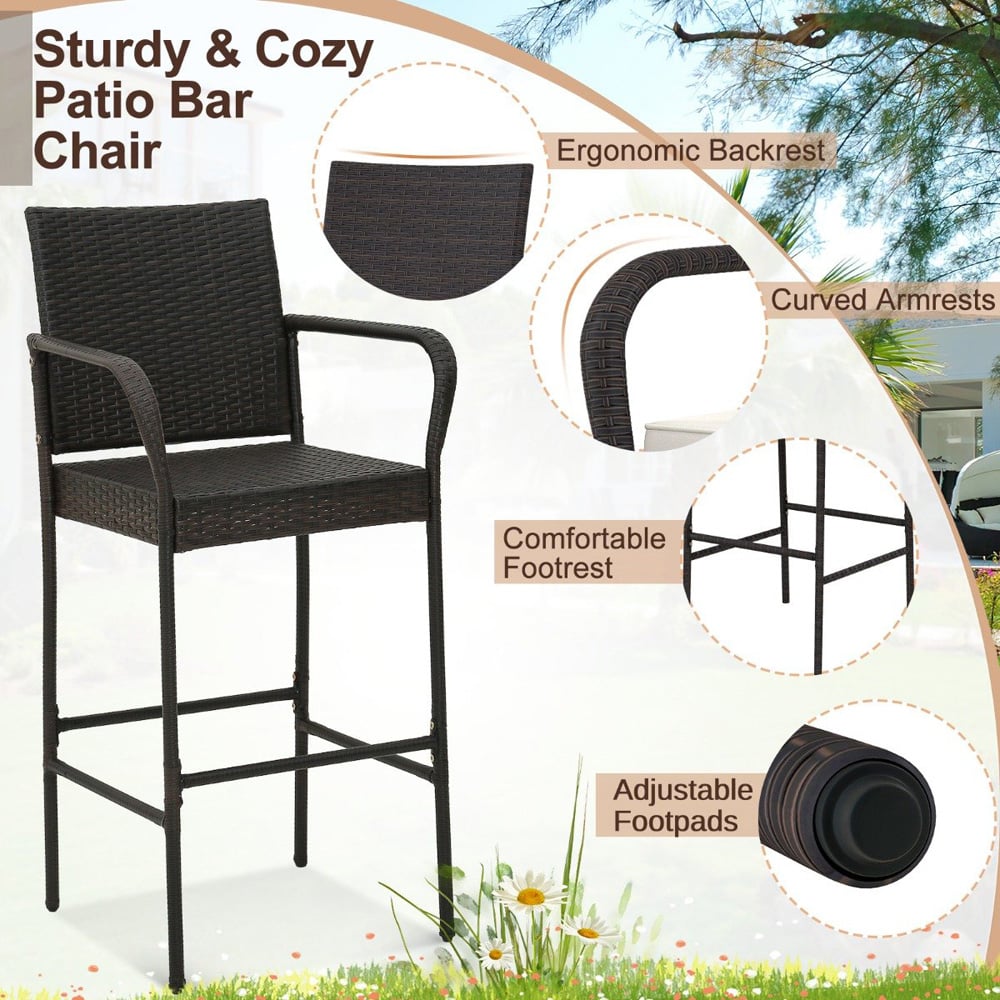 Costway Wicker Bar Stool Set of 2 Image 8