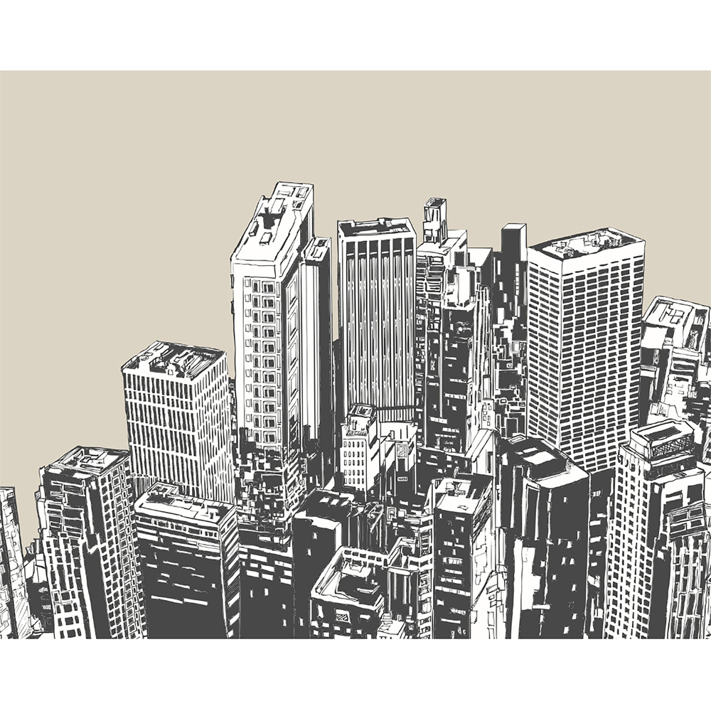 Origin Murals Urban City Skyscrapers Multicolour Wall Mural Image 2