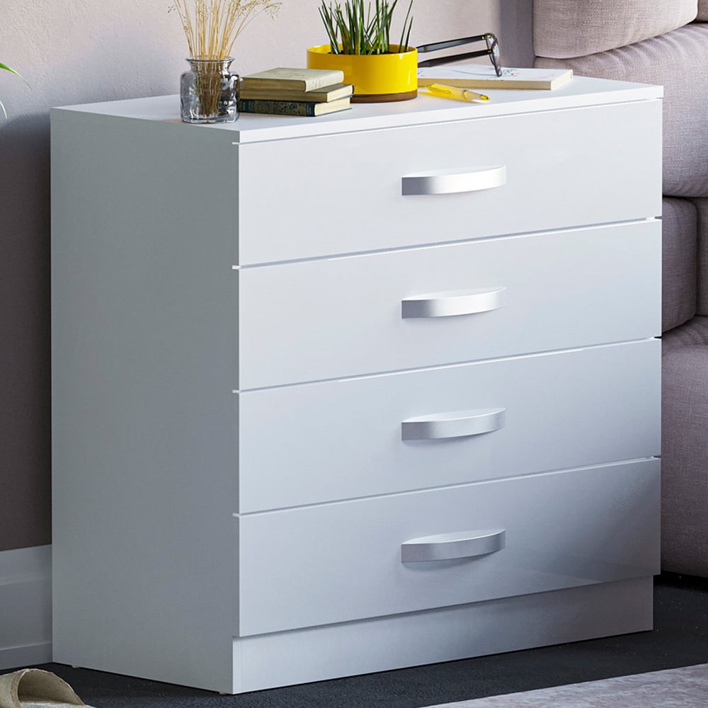 Vida Designs Hulio 4 Drawer White Chest of Drawers Image 1