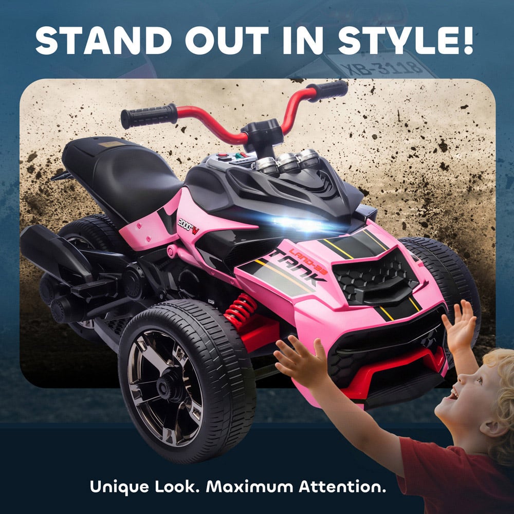 AIYAPLAY Kids Pink Ride On Electric ATV Quad Bike 12V Image 7