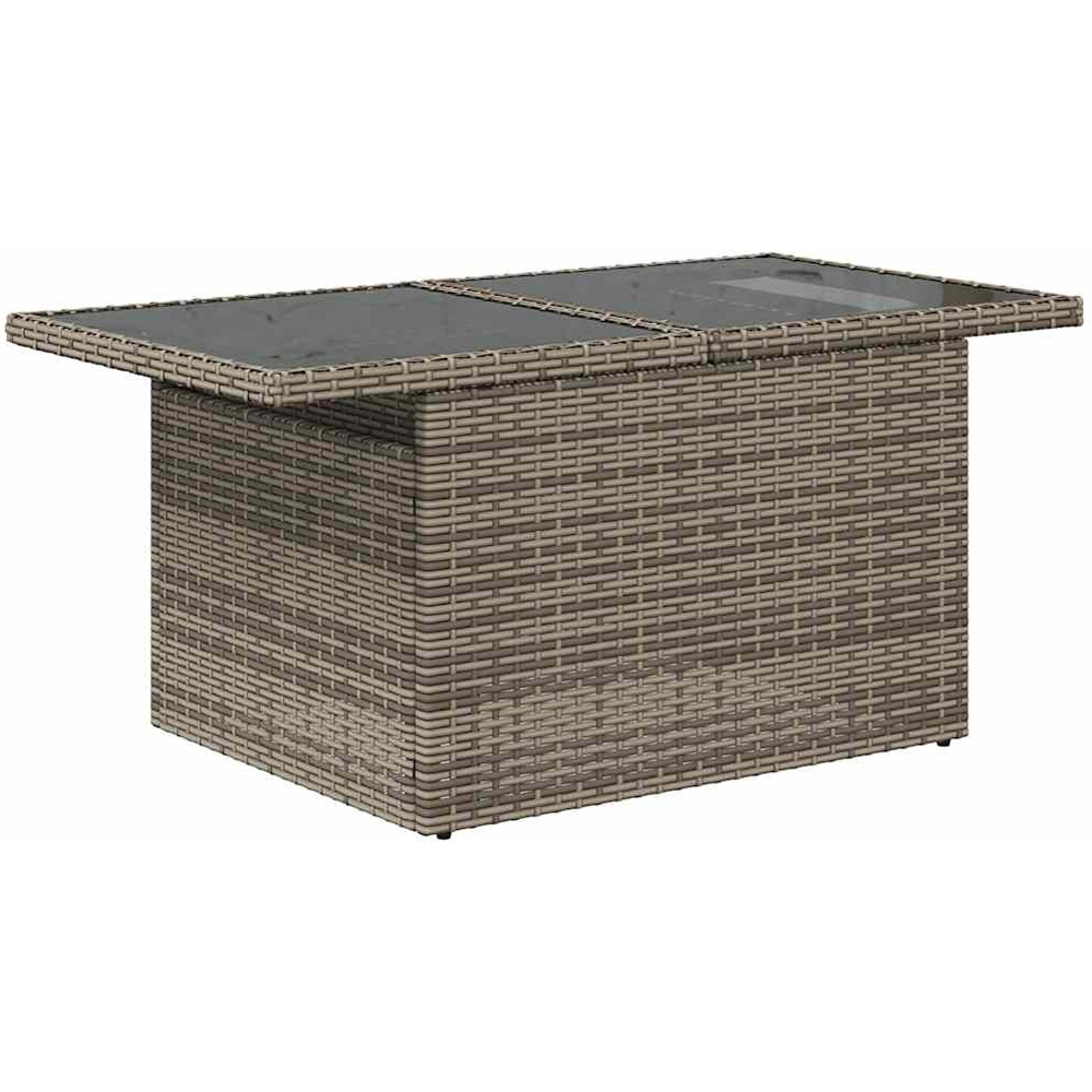 Walplus 2 Seater Grey Poly Rattan Liftable Glass Top Convertible Garden Dining Table Image 6