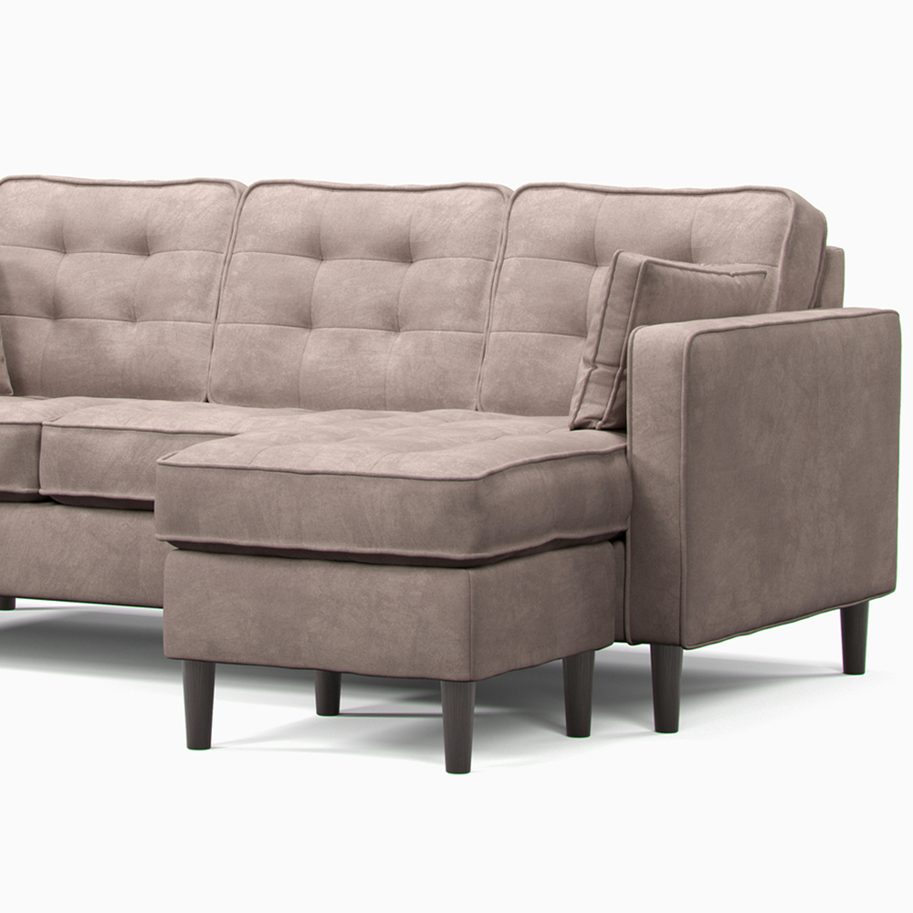 Eden 3 Seater Pewter Chenille Reversible L Shaped Corner Sofa Image 5