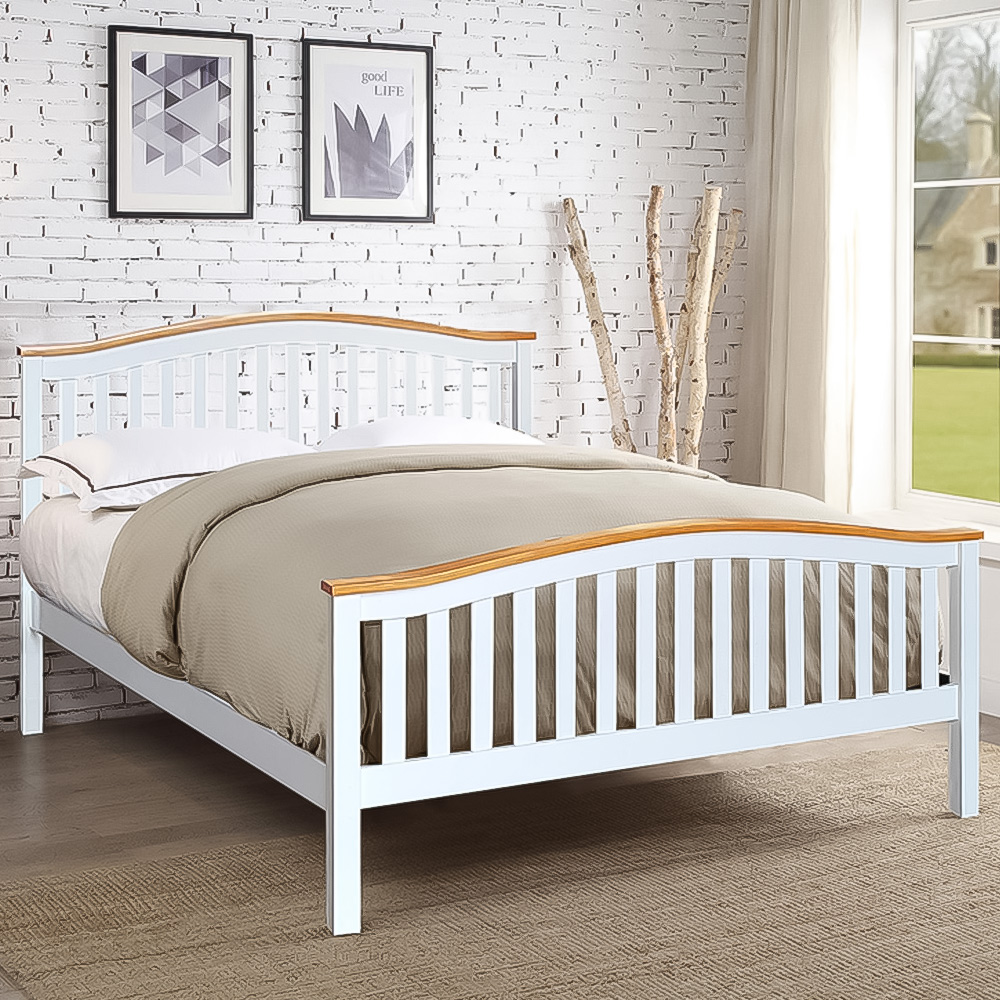 Brooklyn Double White Wooden Bed Frame Image 1