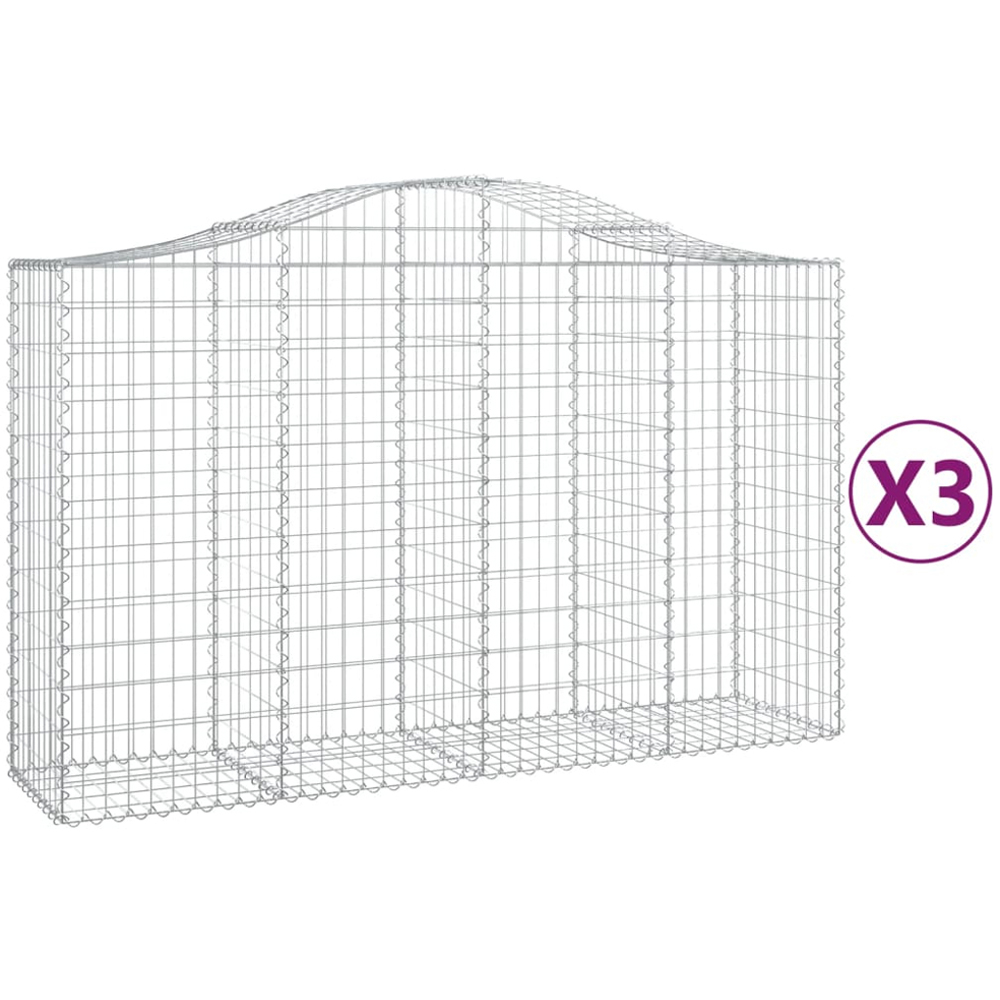 vidaXL Silver Galvanised Iron Gabion Basket 200 x 50 x 120/140cm 3 Pack Image 4