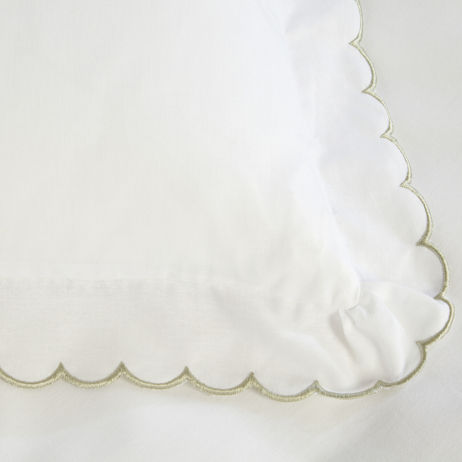 Scallop Edge Duvet Set Green Single Image 2