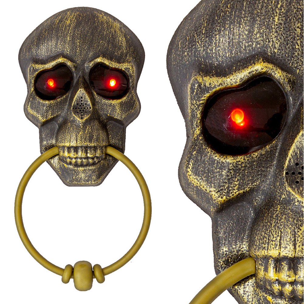 Global Gizmos Halloween Rustic Bronze Skull Doorbell 30 x 14cm Image 3