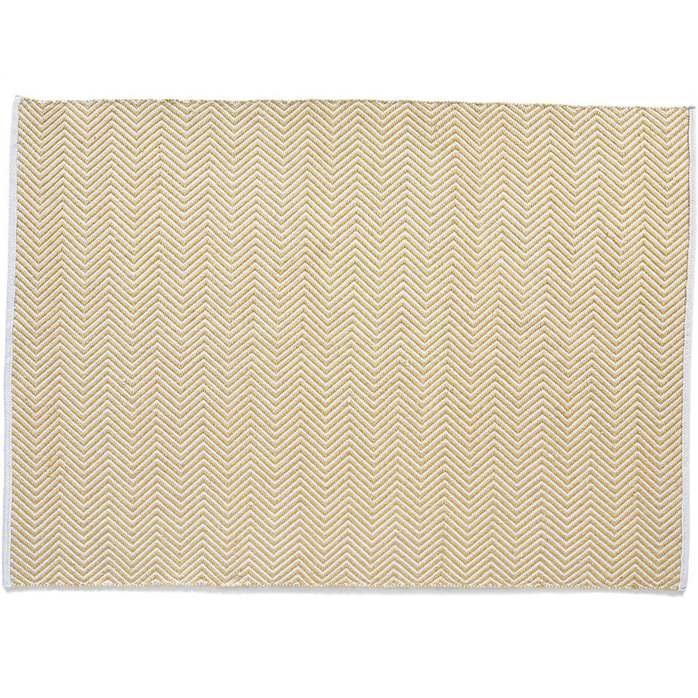 Hug Rug Gold Woven Herringbone Rug 80 x 150cm Image 1