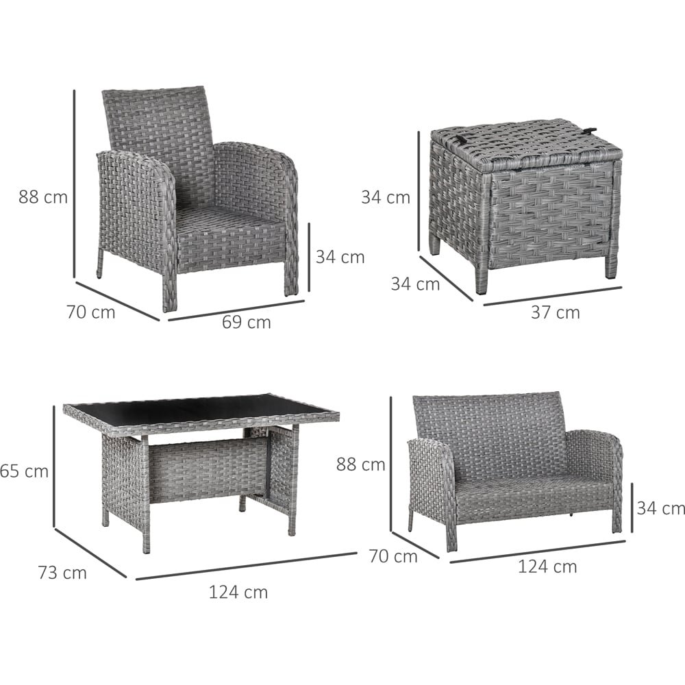 Outsunny 6 Seater Grey Rattan Sofa Lounge Set Image 7