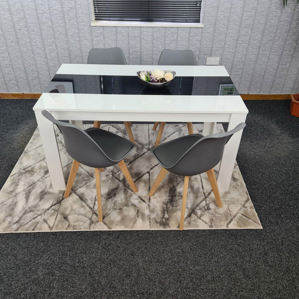 Portland Plastic Leather and Wood 4 Seater Dining Set Grey White and Black Image 7