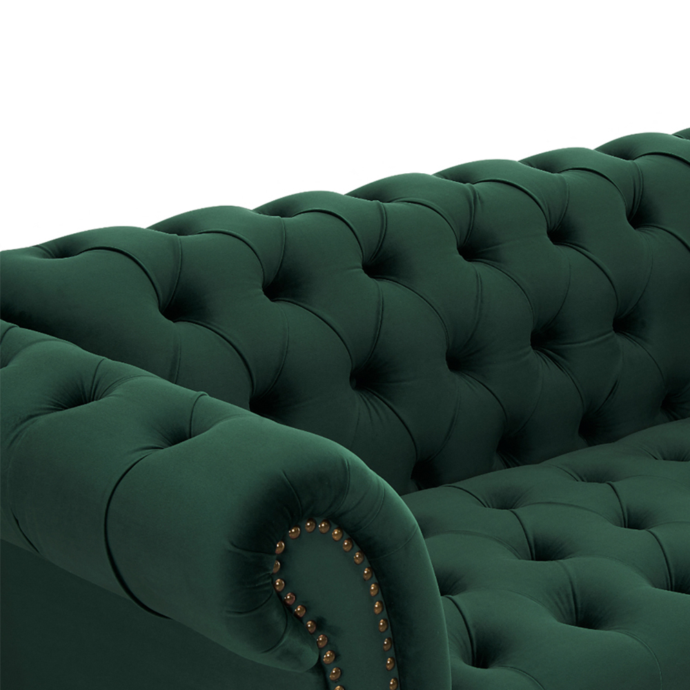 Home Detail Mayfair Green Velvet Curved Sofa Chair Image 7