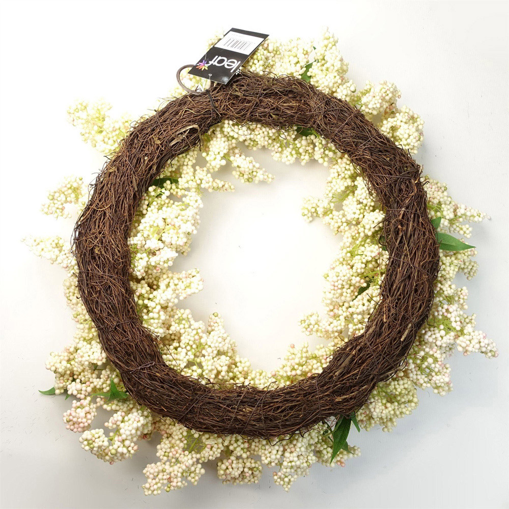 Leaf White Berry Hanging Artificial Wreath 55cm Image 4