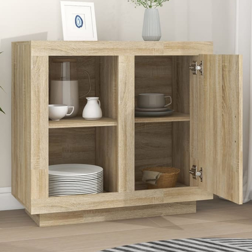 vidaXL Single Door 2 Shelf Sonoma Oak Sideboard Image 1