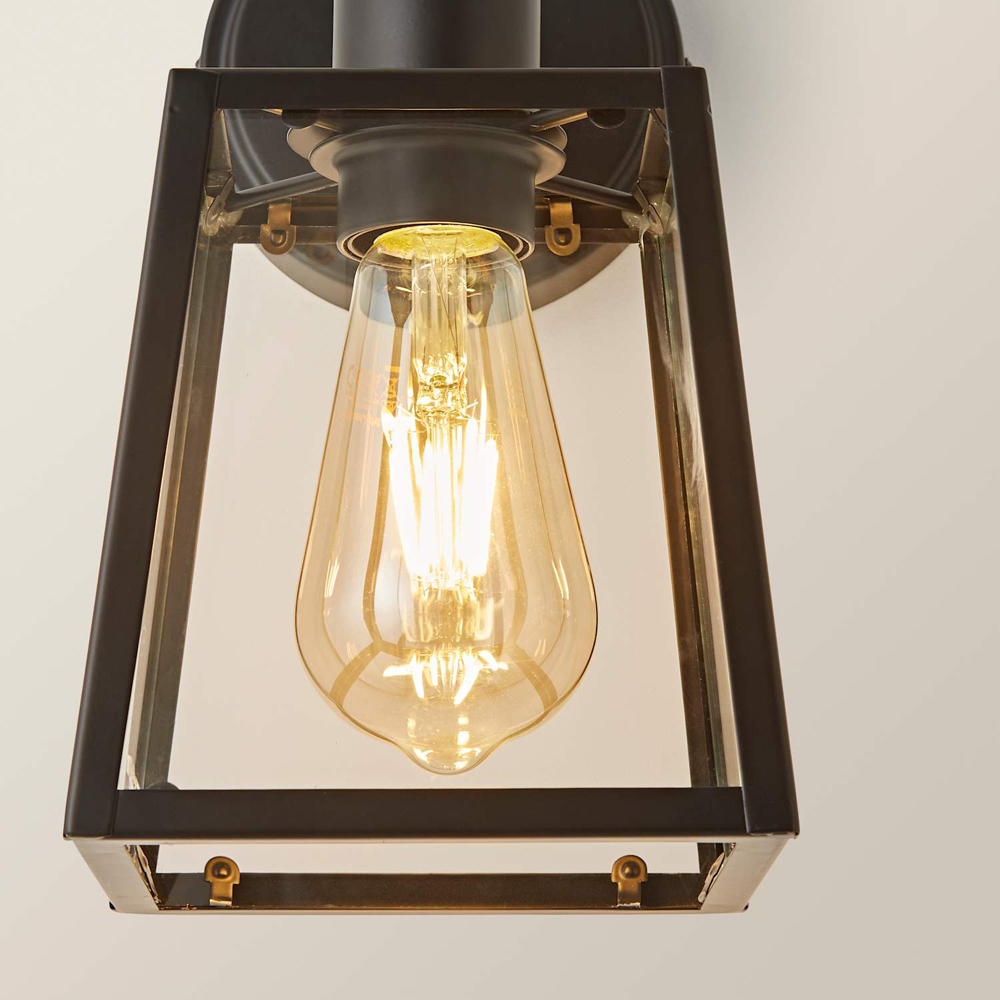 ValueLights Susie Lantern Shade Matt Black Glass Wall Light with Bulb 2 Pack Image 4