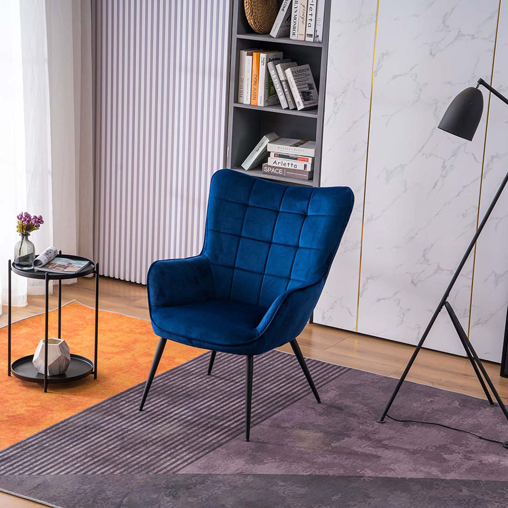 Furniture Online Vera Blue Velvet Modern Accent Chair Image 7
