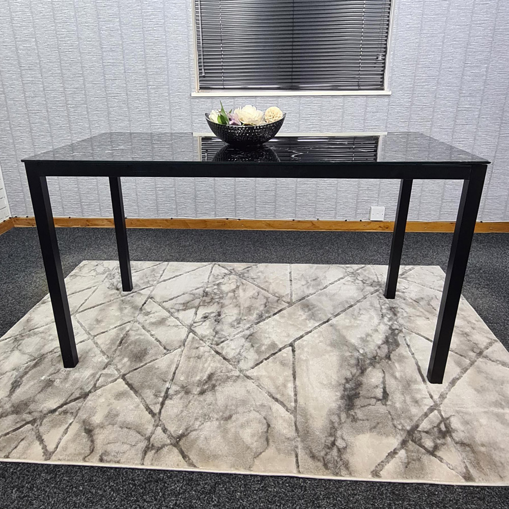Kosy Koala 6 Seater Black Marble Effect Glass Dining Table Image 1