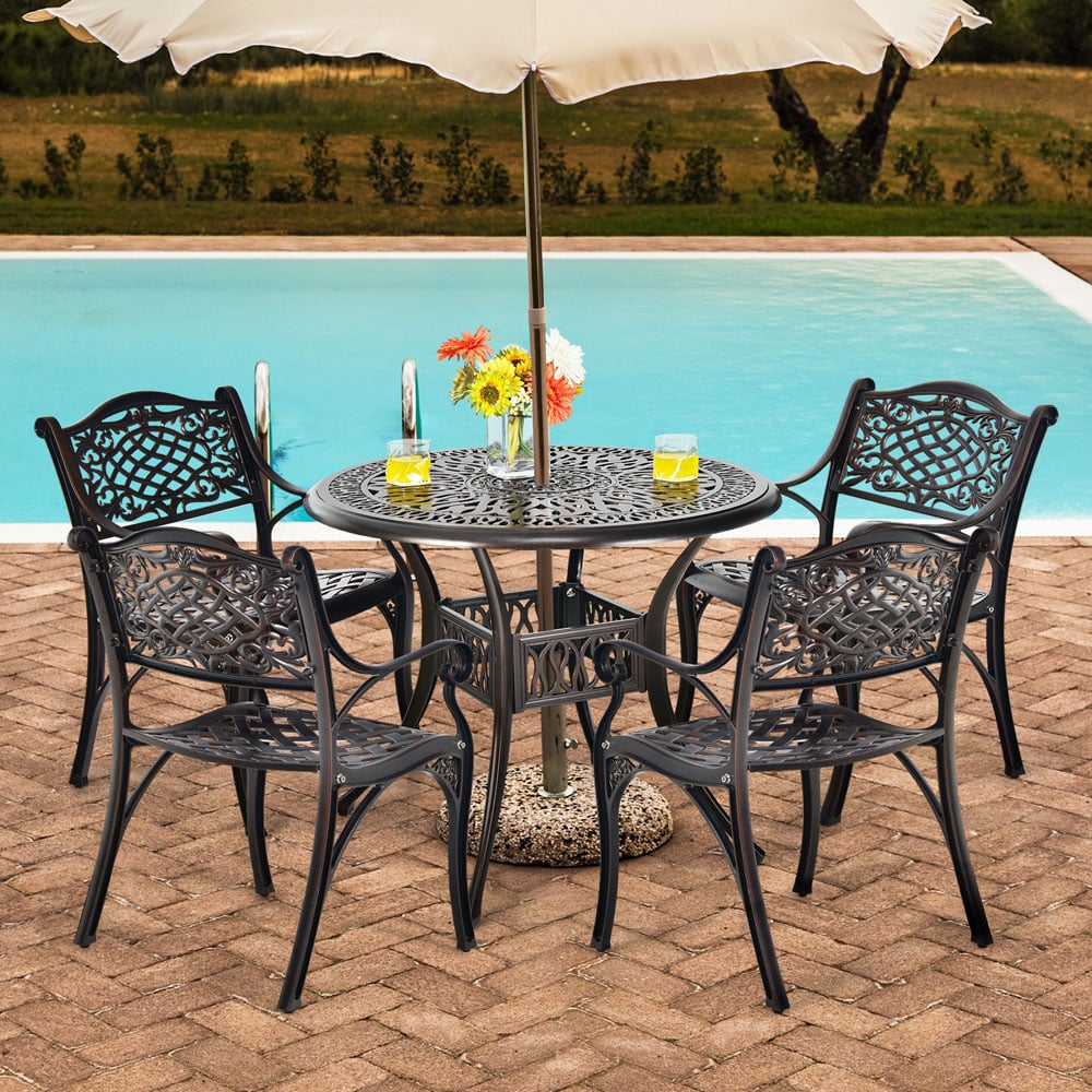 Costway Copper Round Outdoor Dining Table Image 3