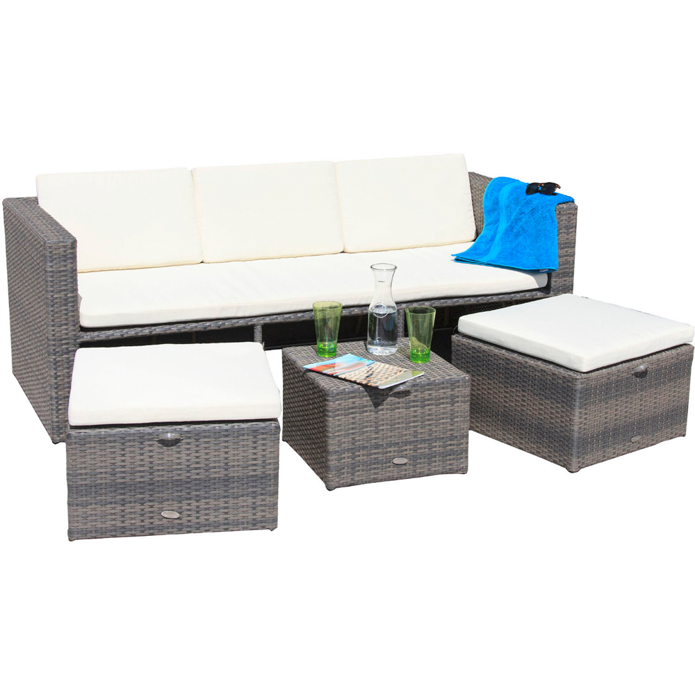 Oseasons Mayson 5 Seater Walnut Natural Rattan Lounge Set Image 2