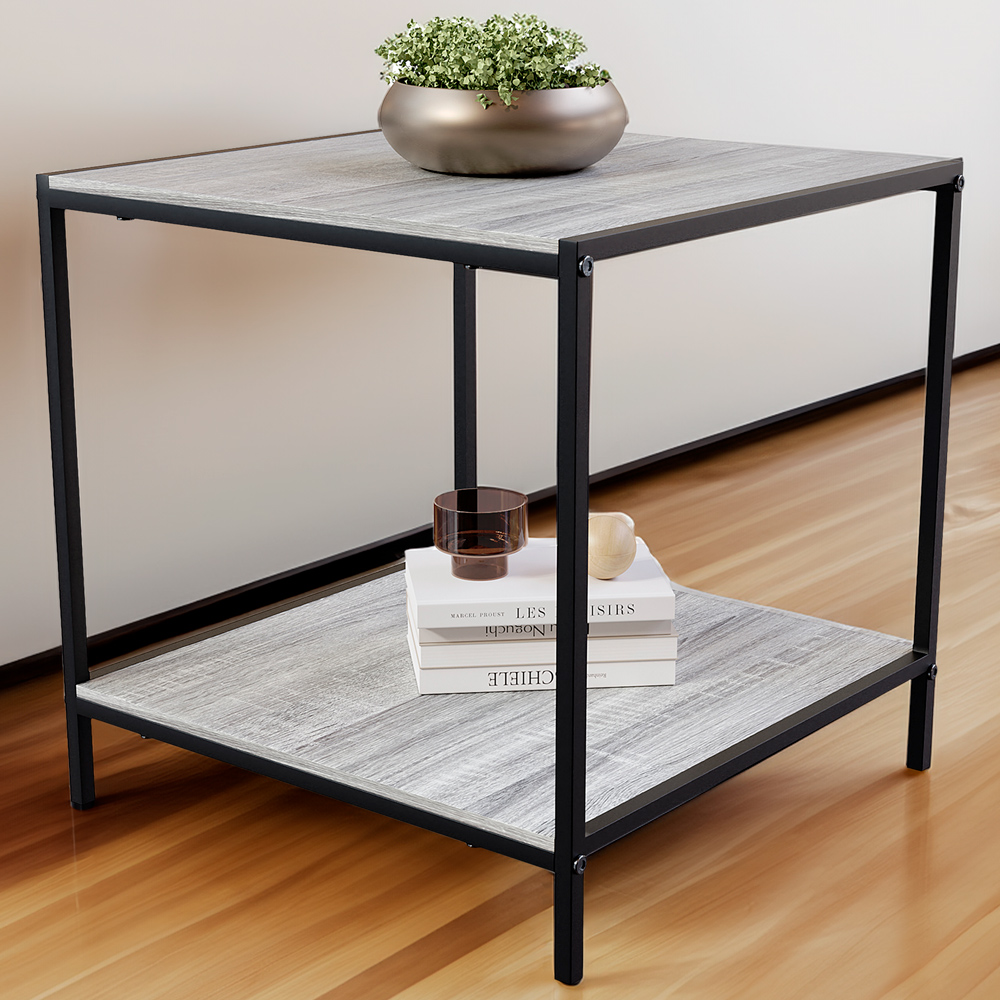 Vida Designs Brooklyn Grey Metal Frame End Table Image 1