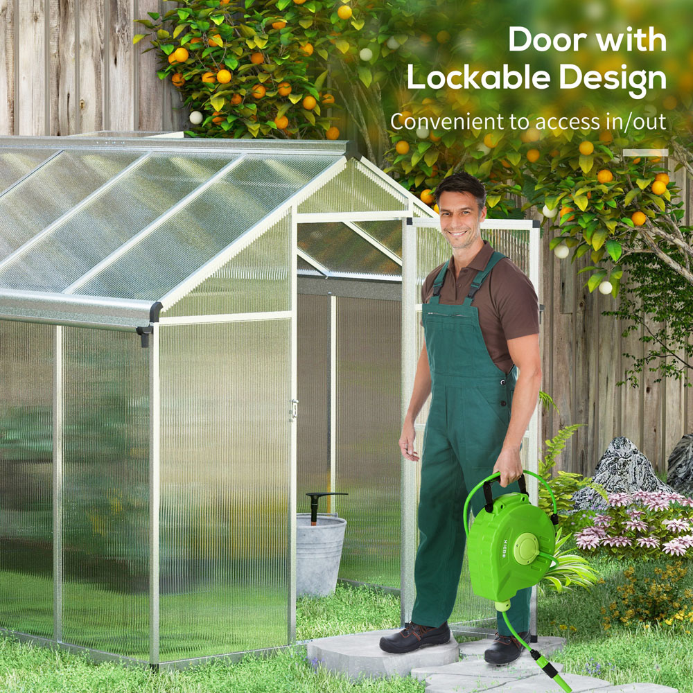 Outsunny Clear Polycarbonate 6 x 10ft Walk In Greenhouse Image 5