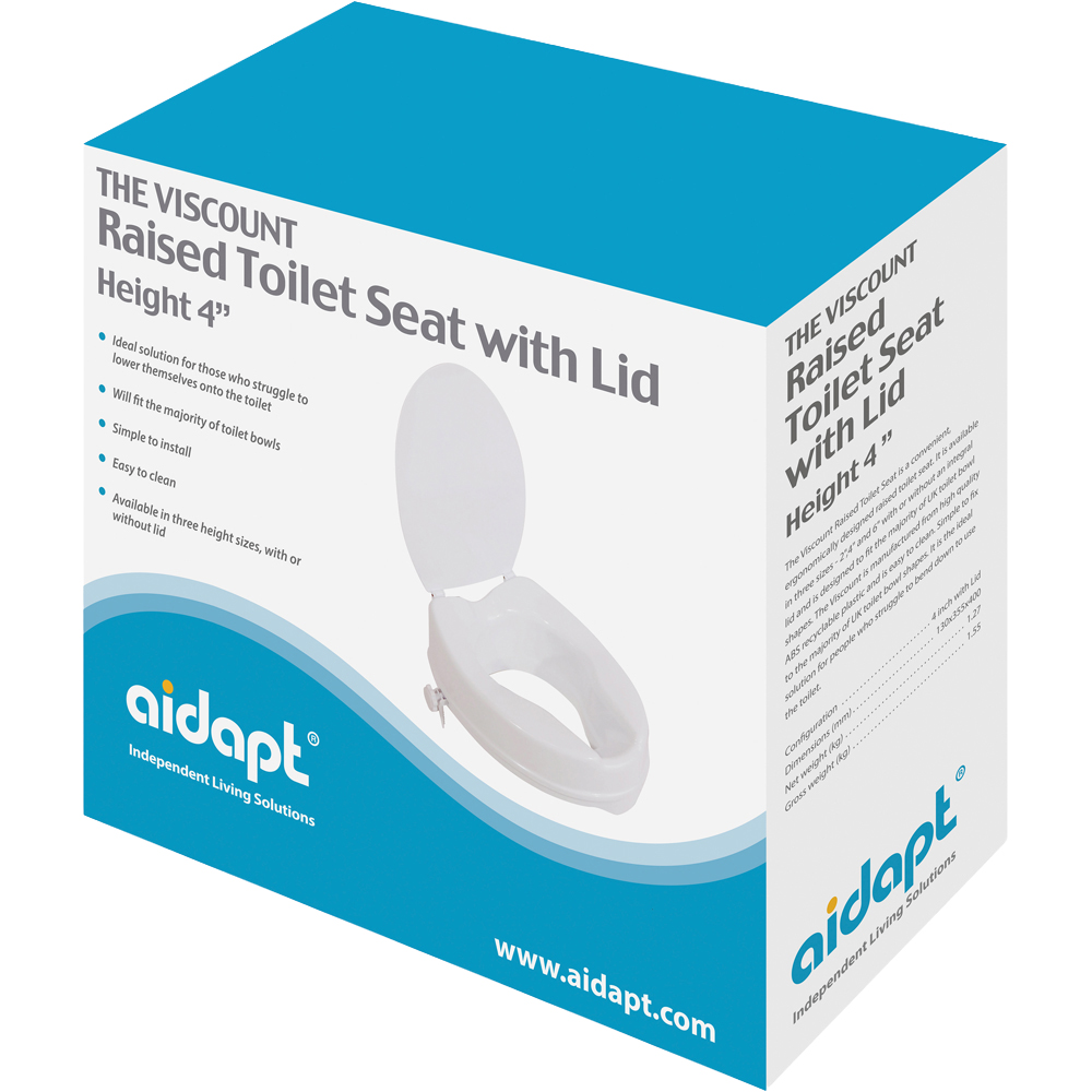 Aidapt Plastic Raised Toilet Seat with Lid 101.6mm Image 6