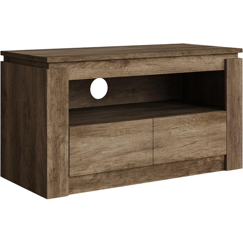 GFW Canyon 2 Drawer Single Shelf Oak TV Unit Image 2