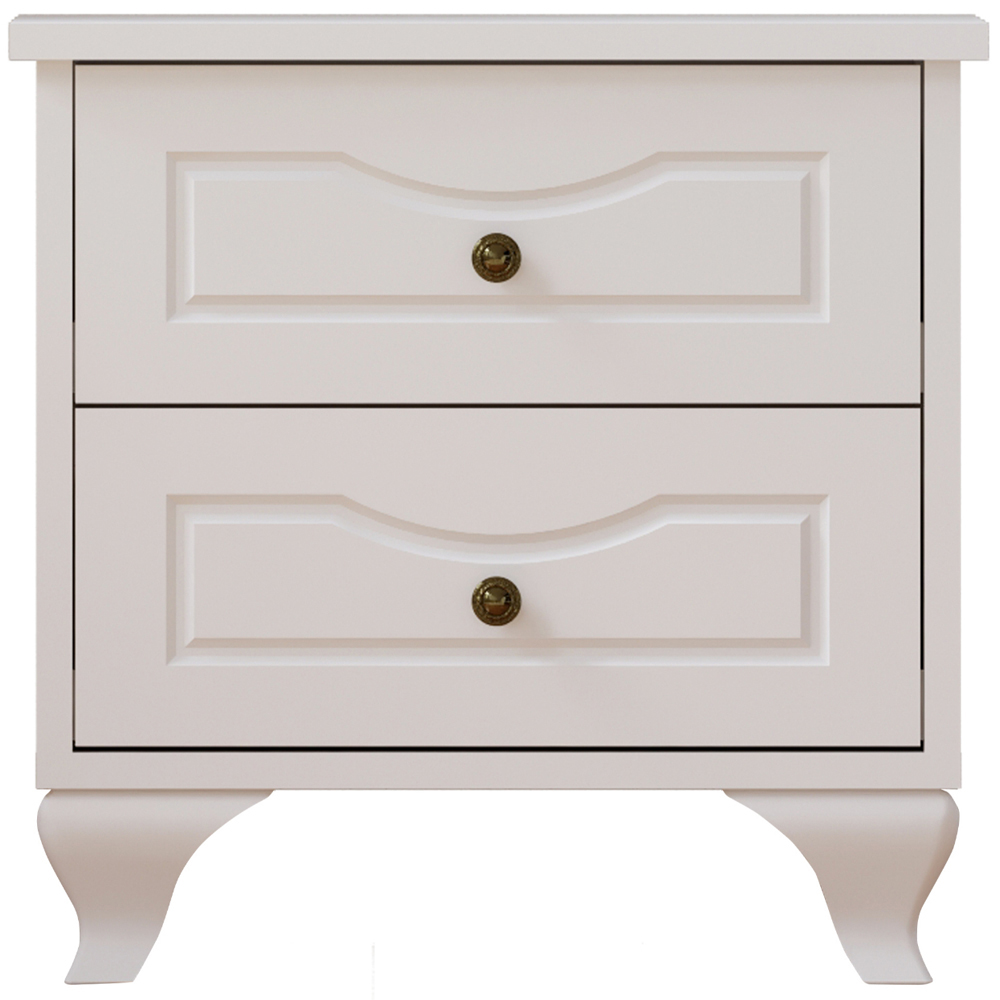 Evu ANNE 2 Drawers White Bedside Table Image 2