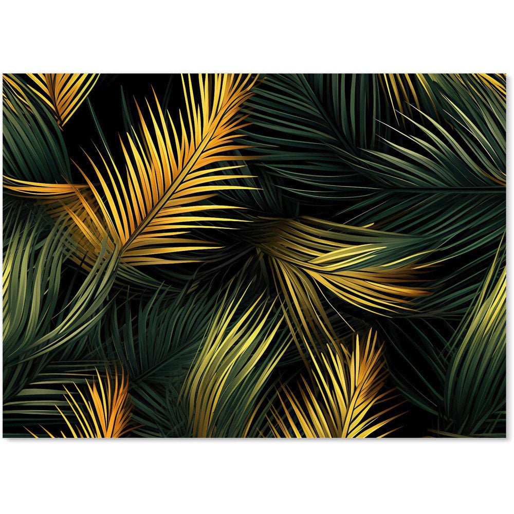 Warren Reed Designer Golden Palm Leaves Glass Kitchen Splashback 65 x 90cm Image 2