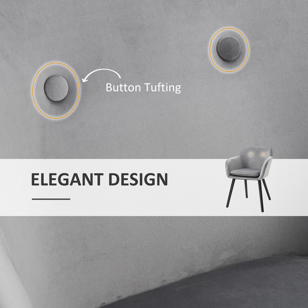 Portland Set of 2 Grey Velvet Touch Fabric Dining Chair Image 5