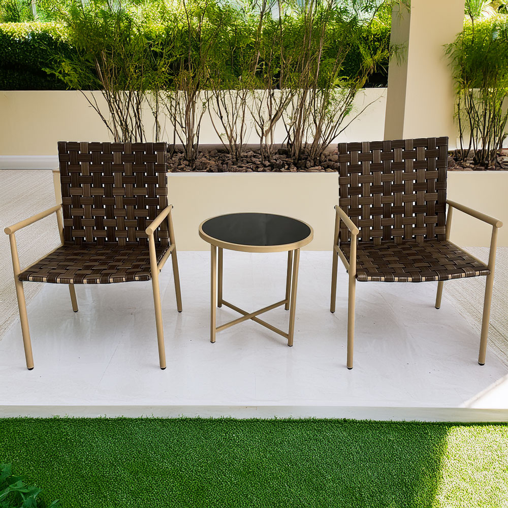 Furniture One 2 Seater Leather Effect Rattan Garden Lounge Set Image 1