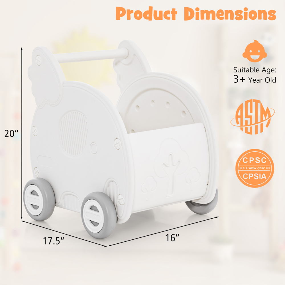 Costway White Baby Walker Push Toy Image 6