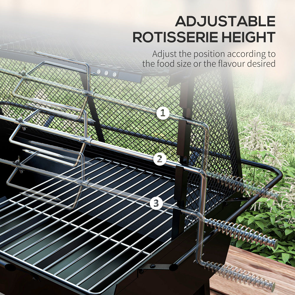 Outsunny 3 in 1 Charcoal Barbecue Grill with Mesh Lid Image 5