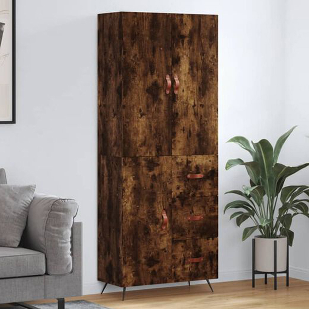 vidaXL 3 Door 3 Drawer Smoked Oak Highboard Image 1
