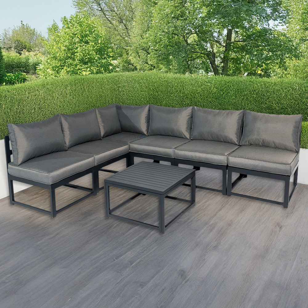 Furniture One 6 Seater L Shape Aluminium Garden Corner Sofa Set Image 1
