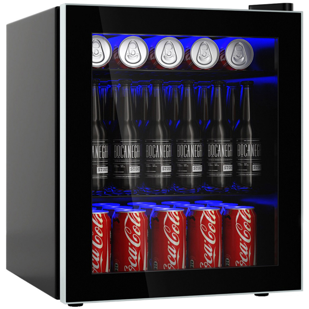 Costway Single Door Black Mini Fridge Beverage Cooler Refrigerator 46L Image 1