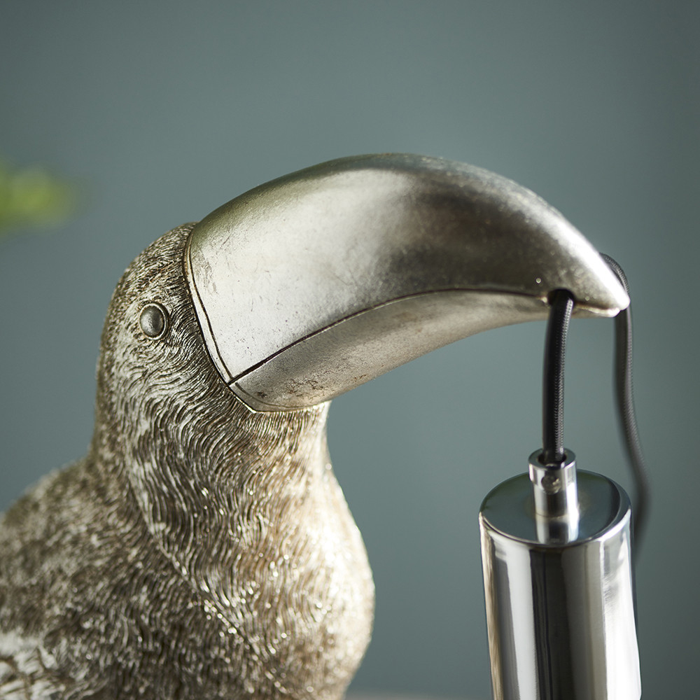 Merano Andria Vintage Silver Paint and Chrome Toucan Table Lamp Image 3