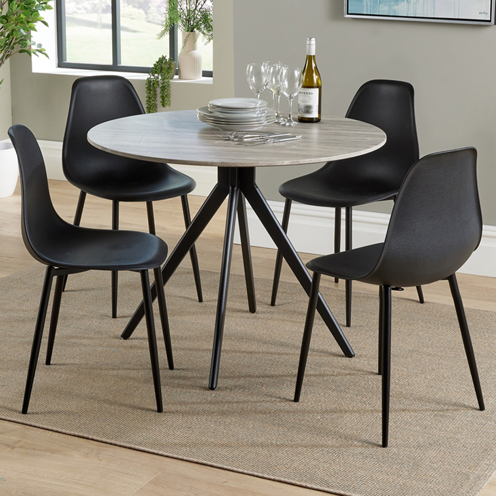 Core Products Aspen 4 Seater Round Dining Set Grey Oak and Black Image 1