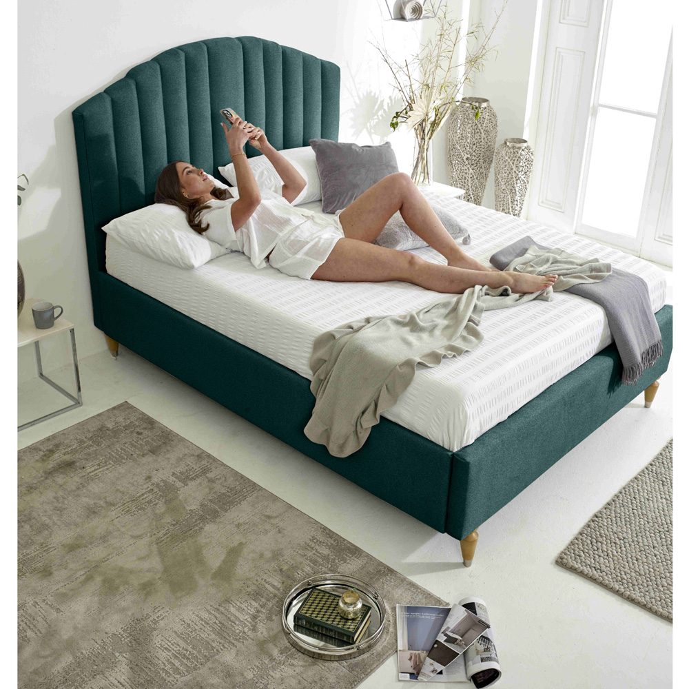 Eleganza Henrik Super King Size Green Arlington Fabric Bed Frame with Curved Headboard Image 6