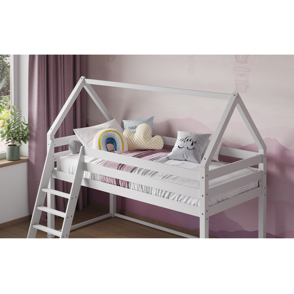 Flair Ellie White Wooden House Mid Sleeper Image 2