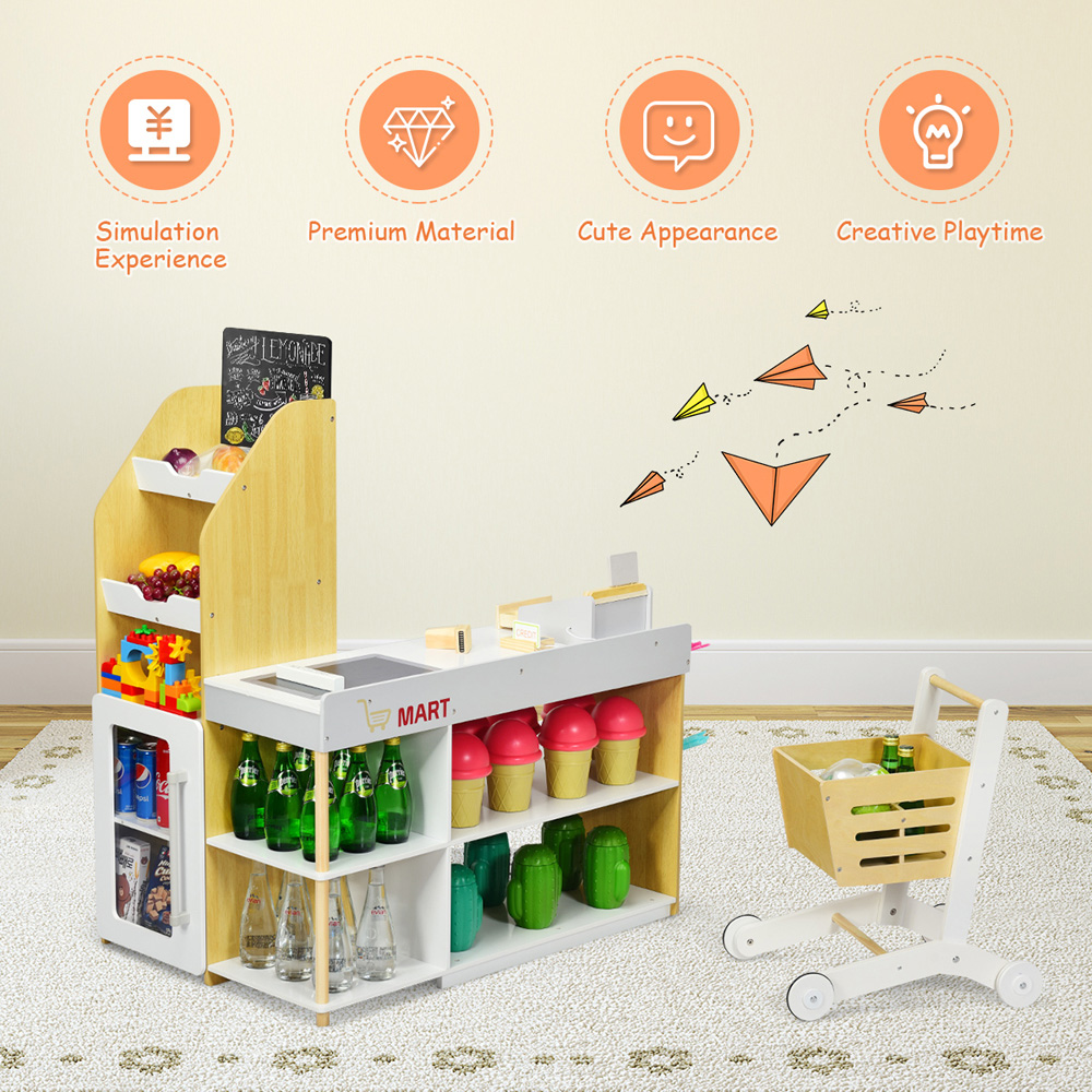 Costway Supermarket Toddler Play Set with Shopping Cart Image 5