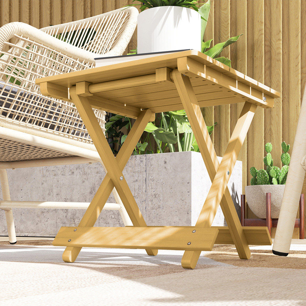 Outsunny Folding Garden Table Nature Wood Finish Image 3