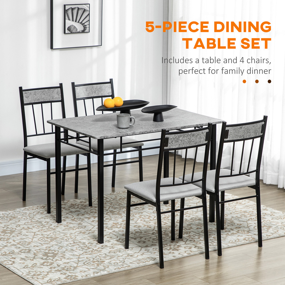 HOMCOM 4 Seater Marble Top Dining Set Image 8