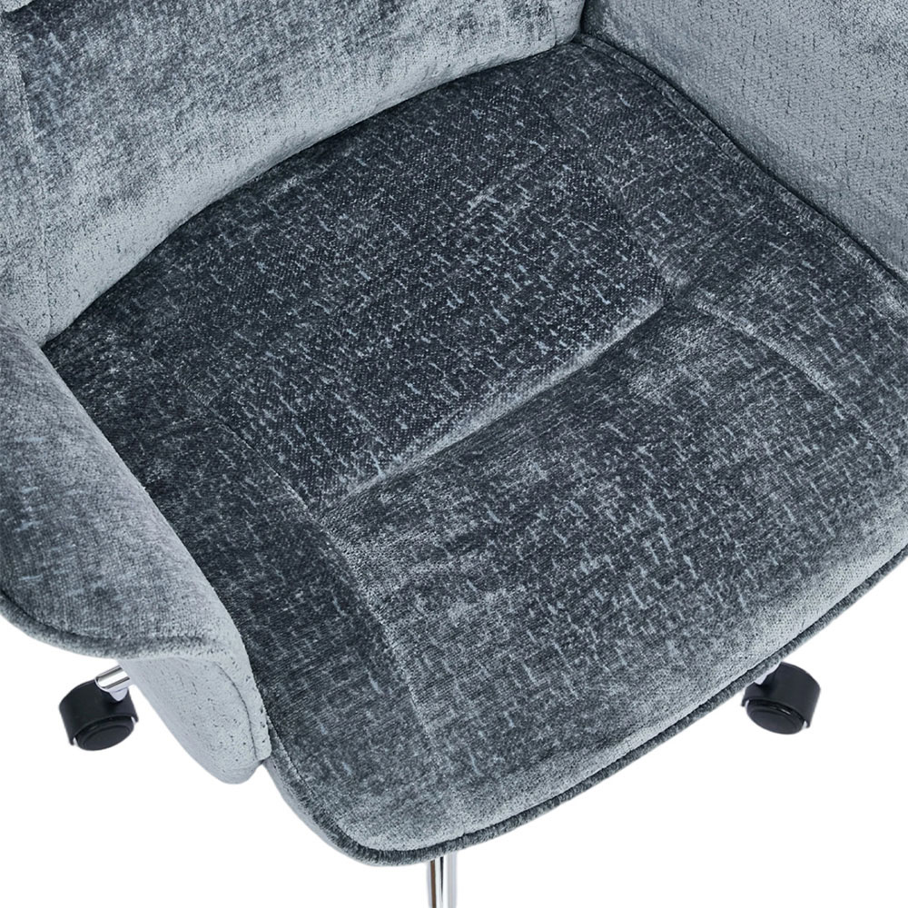 Living and Home Blue Chenille Height Adjustable Swivel Office Chair Image 5