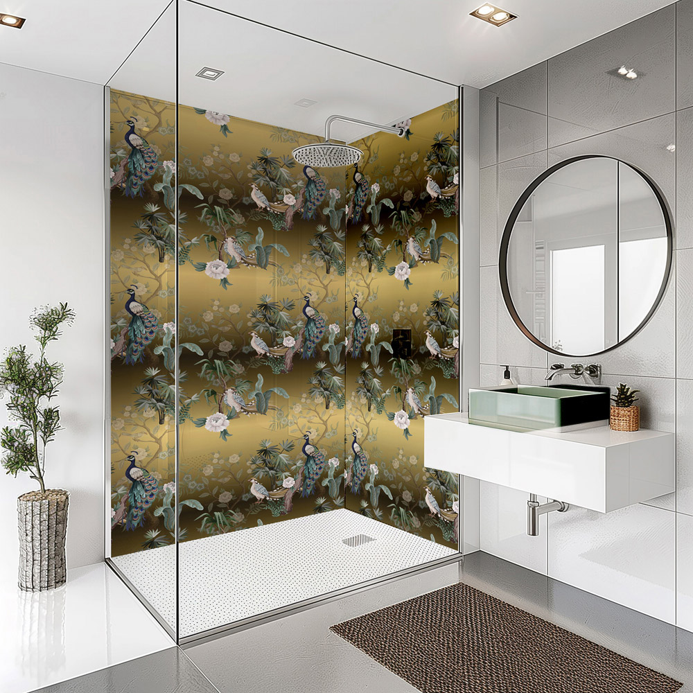 Splashbax Premium Artisan Golden Birds Di Bond Shower Panel 2400 x 800mm Image 4