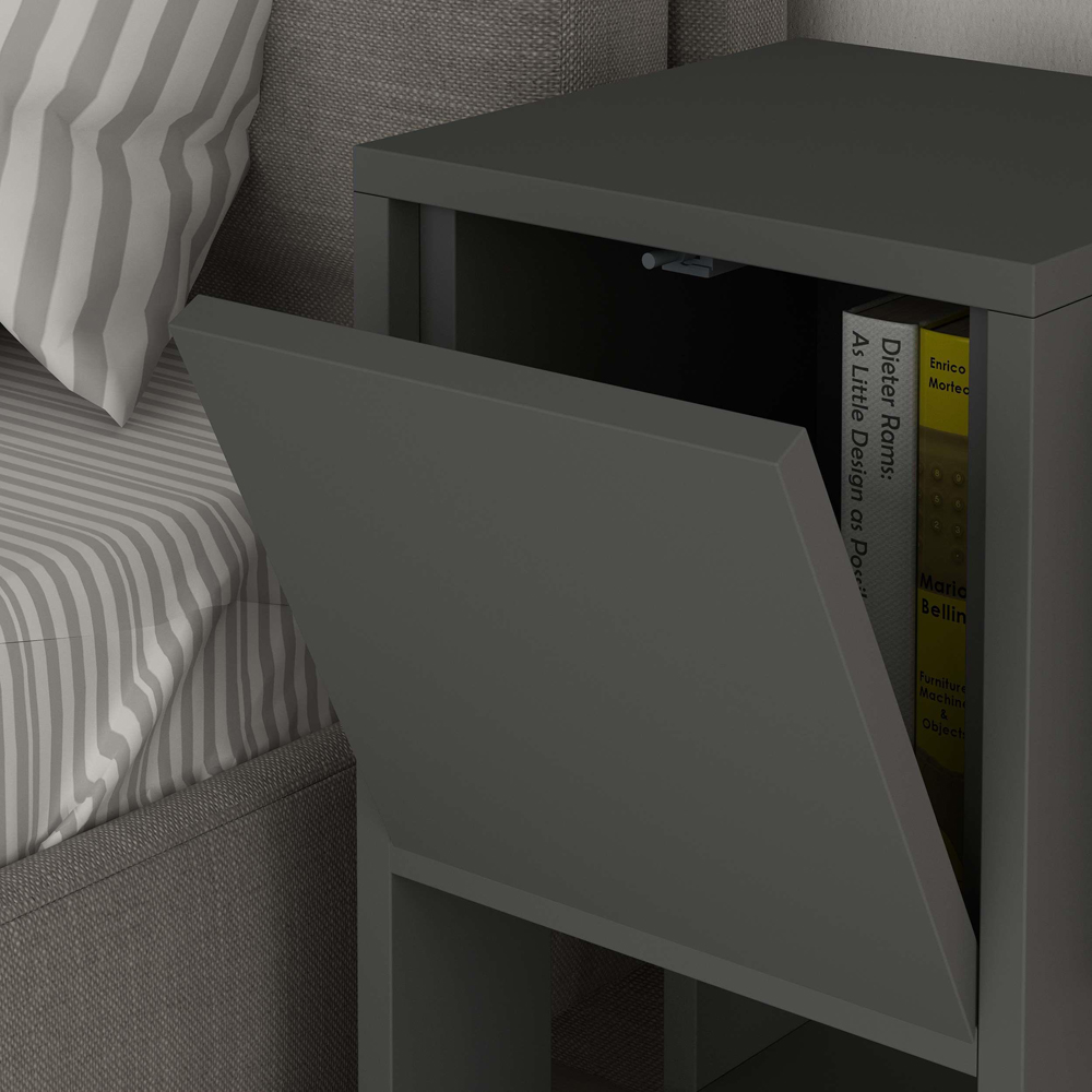 Decortie Ema Single Door Single Shelf Anthracite Grey Modern Bedside Table Image 3