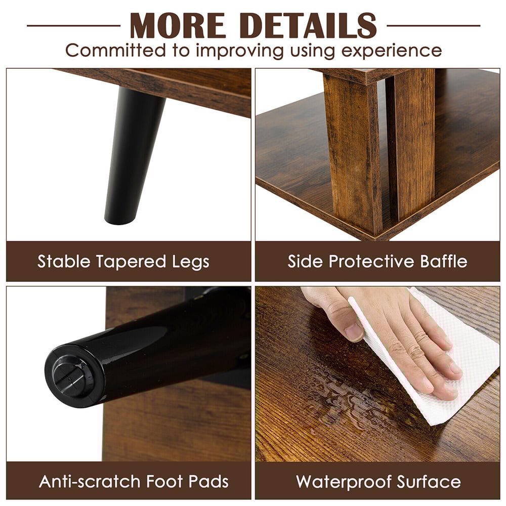 Costway Single Shelf Brown Coffee Table Image 5