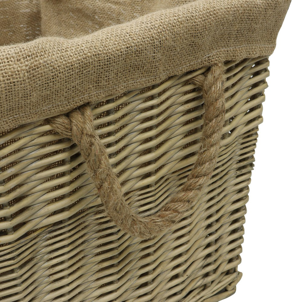 JVL Willow Antique Wash Log Basket with Rope Handles 38 x 50 x 42cm Image 5