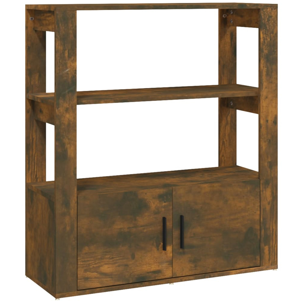 vidaXL 2 Door 2 Shelf Smoked Oak Sideboard Image 2