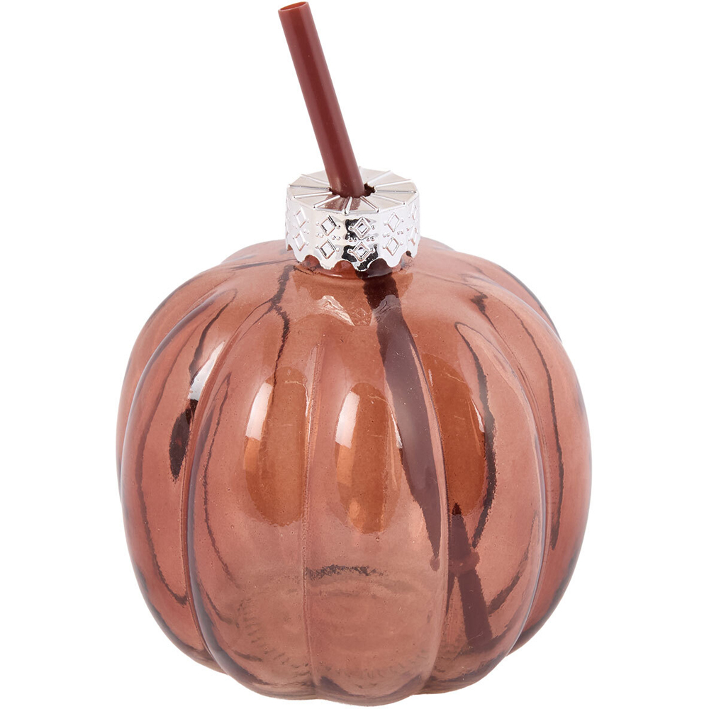 Pumpkin Drinking Jar with Lid and Straw Image 6